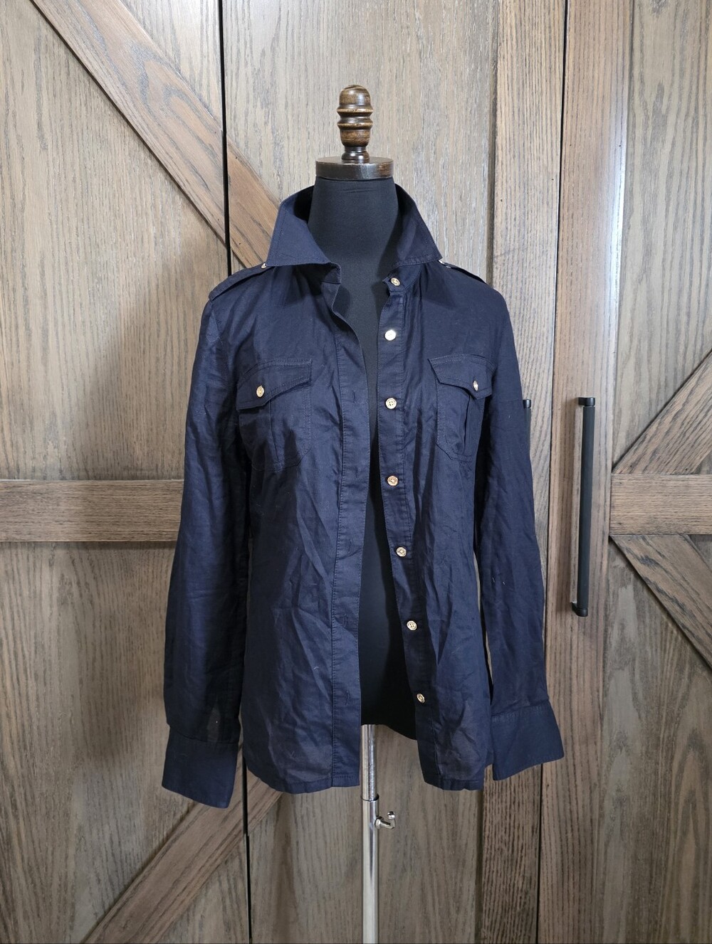 Tory Burch Navy Button-Front Utility Shirt